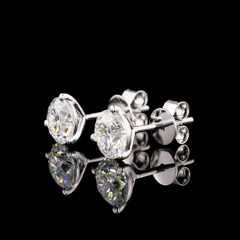 Lab-Grown 2.04 Carat Round E-VS1 Diamond 14K White Gold Martini Earrings