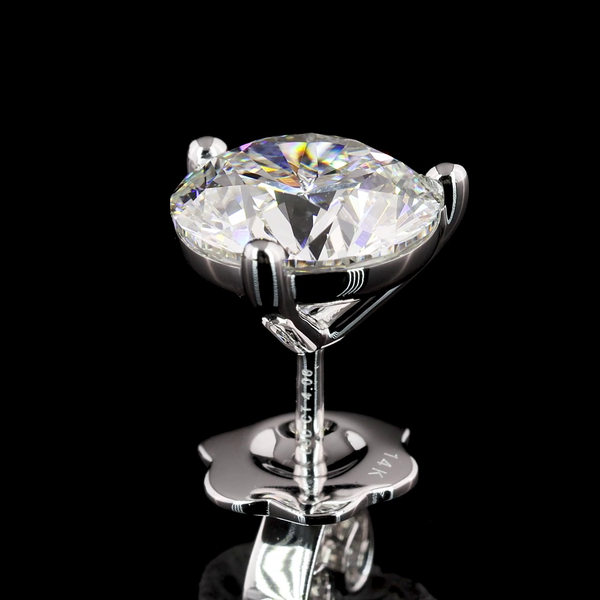 Lab-Grown 4.08 Carat Round E-VS1 Diamond 14K White Gold Martini Earrings