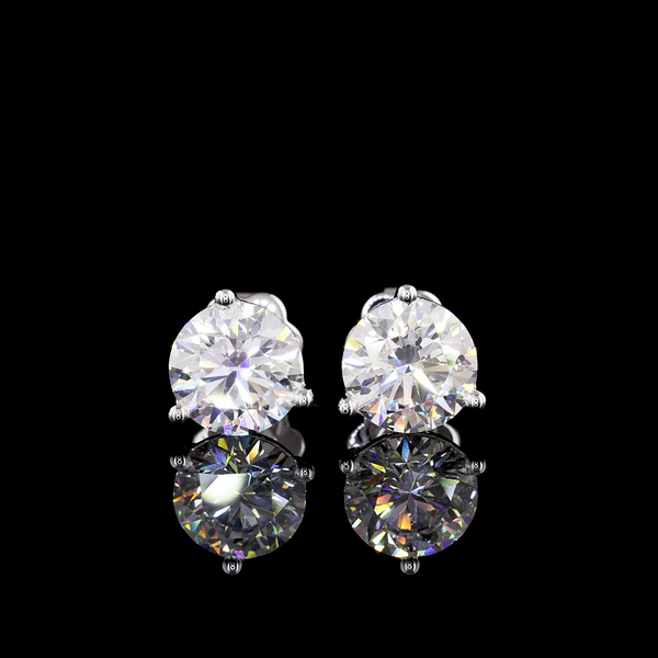 Lab-Grown 4.08 Carat Round E-VS1 Diamond 14K White Gold Martini Earrings