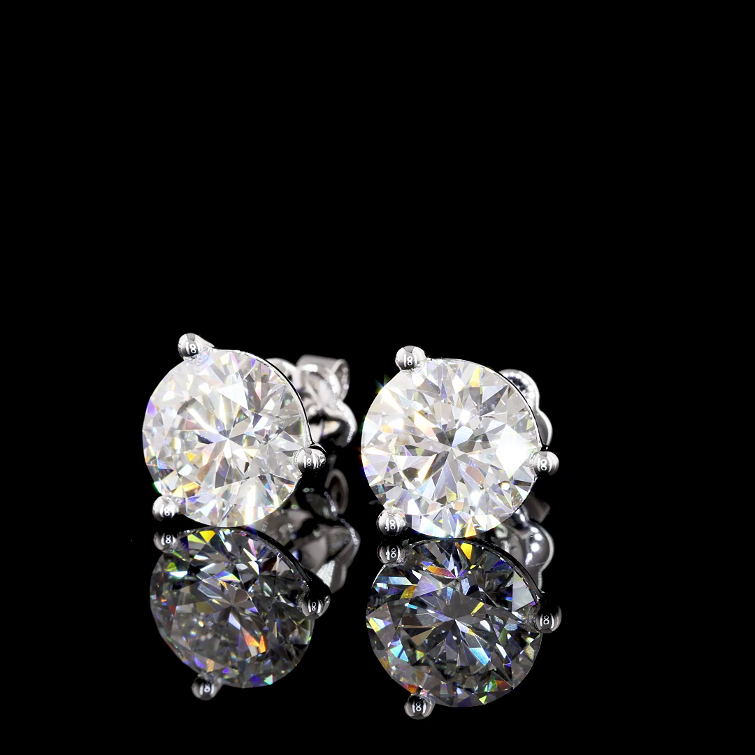 Lab-Grown 6.08 Carat Round E-VS1 Diamond 14K White Gold Martini Earrings