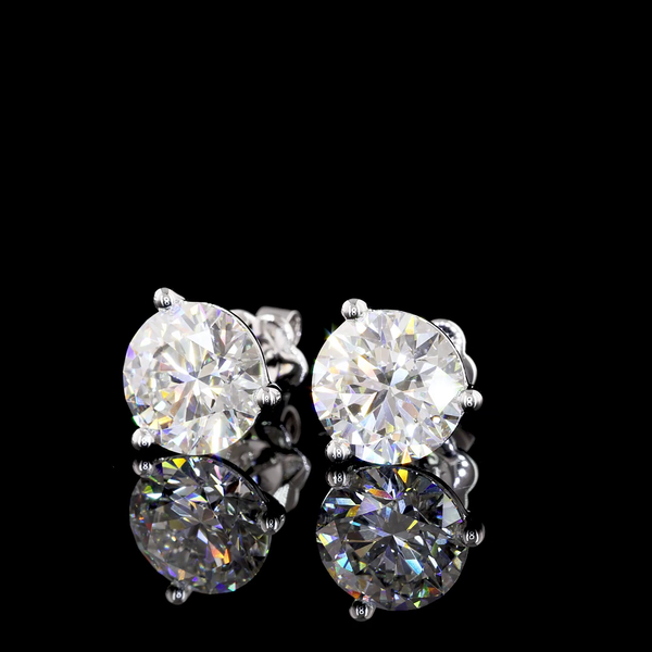 Lab-Grown 6.08 Carat Round E-VS1 Diamond 14K White Gold Martini Earrings