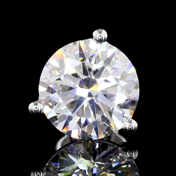 Lab-Grown 6.09 Carat Round E-VS1 Diamond 14K White Gold Martini Earrings