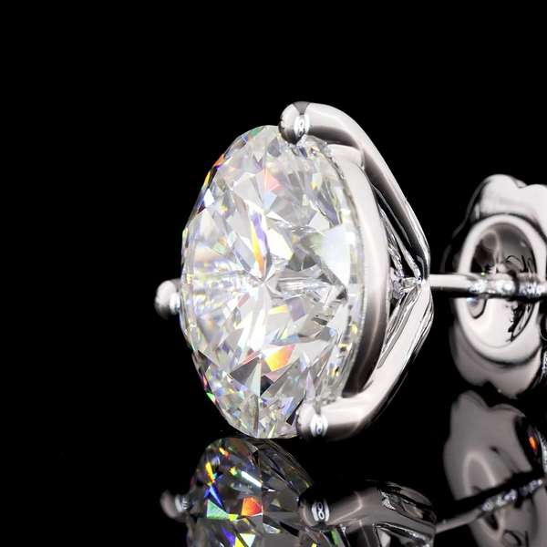 Lab-Grown 6.09 Carat Round E-VS1 Diamond 14K White Gold Martini Earrings