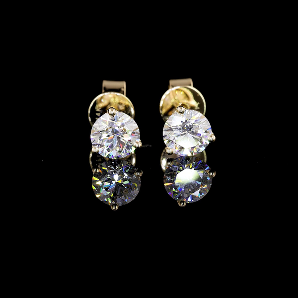 Lab-Grown 1.07 Carat Round F-VS2 Diamond 14K Yellow Gold Martini Earrings