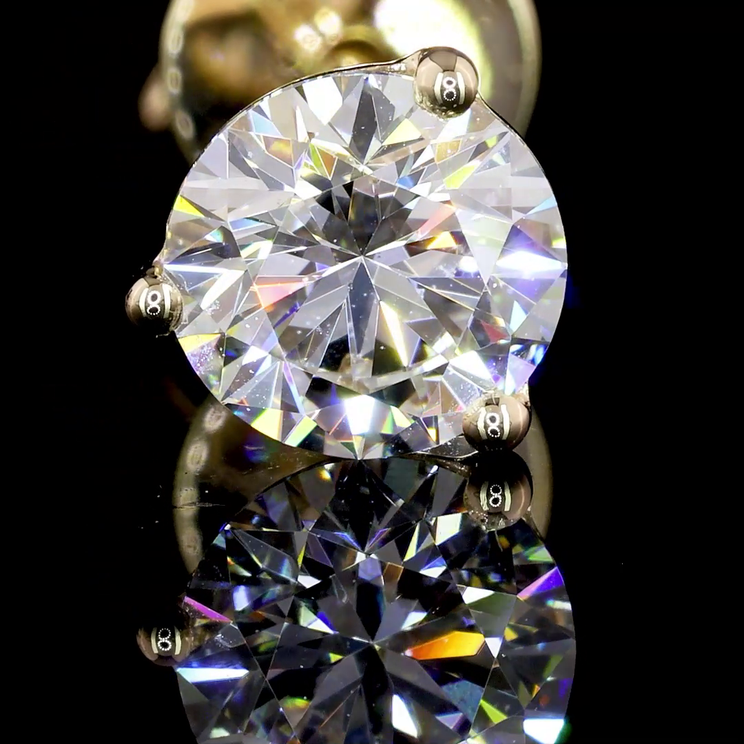 Lab-Grown 1.07 Carat Round F-VS2 Diamond 14K Yellow Gold Martini Earrings