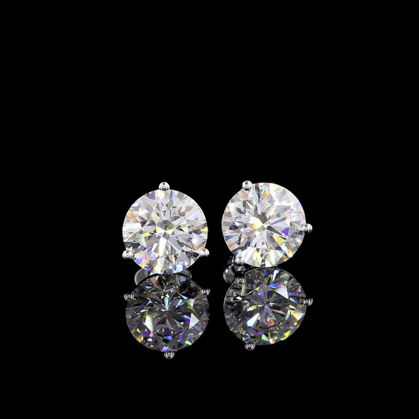 Lab-Grown 8.05 Carat Round E-VS1 Diamond 14K White Gold Martini Earrings