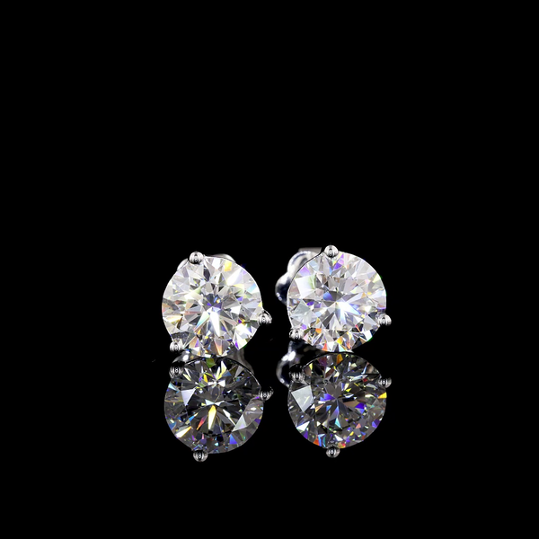 Lab-Grown 3.01 Carat Round D-VVS1 Diamond 14K White Gold Martini Earrings