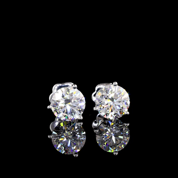Lab-Grown 3.10 Carat Round D-VS1 Diamond 14K White Gold Martini Earrings