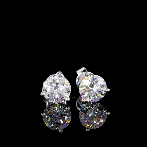 Lab-Grown 2.16 Carat Round D-VS1 Diamond 14K White Gold Martini Earrings