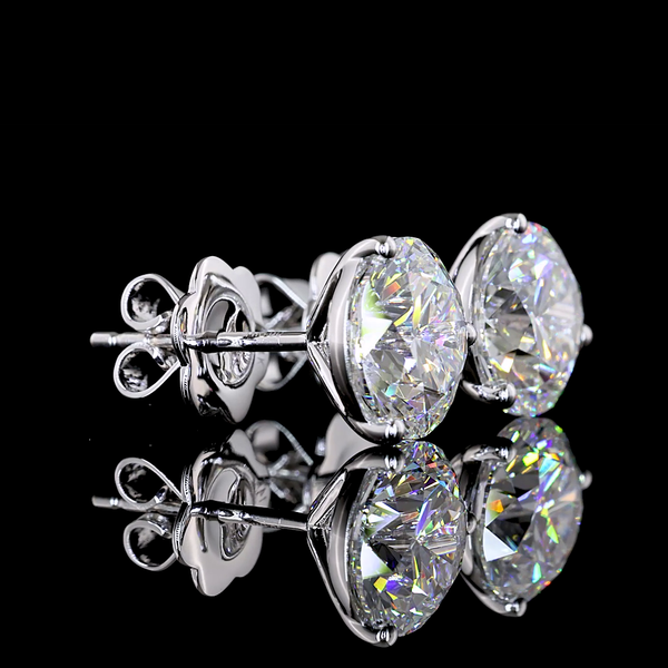 Lab-Grown 4.14 Carat Round F-VS1 Diamond 14K White Gold Martini Earrings