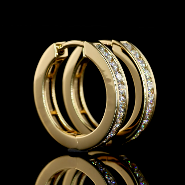 Lab-Grown 0.55 Carat Round E-VS Diamond 14K Yellow Gold Huggies Earrings