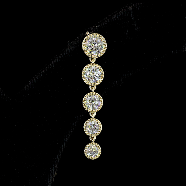 Lab-Grown 2.85 Carat Round E-VS Diamond 14K Yellow Gold Hanging Earrings