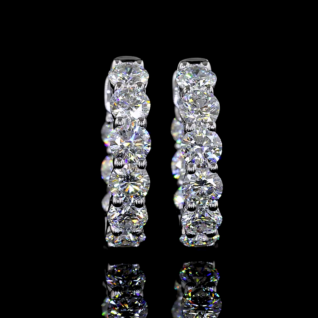 Lab-Grown 1.99 Carat Round E-VS1 Diamond 14K White Gold Huggies Earrings