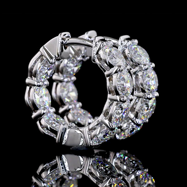 Lab-Grown 3.13 Carat Round E-VS Diamond 14K White Gold Huggies Earrings