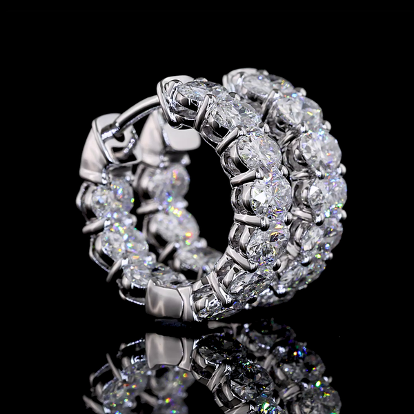 Lab-Grown 2.09 Carat Oval E-VS Diamond 14K White Gold Huggies Earrings