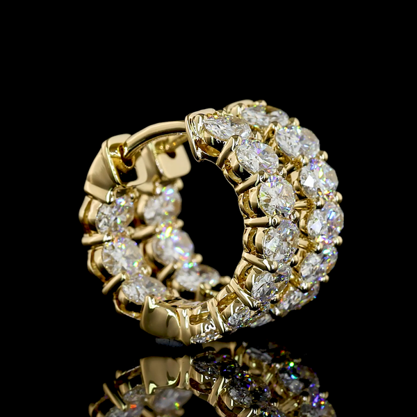 Lab-Grown 2.11 Carat Oval E-VS Diamond 14K Yellow Gold Huggies Earrings