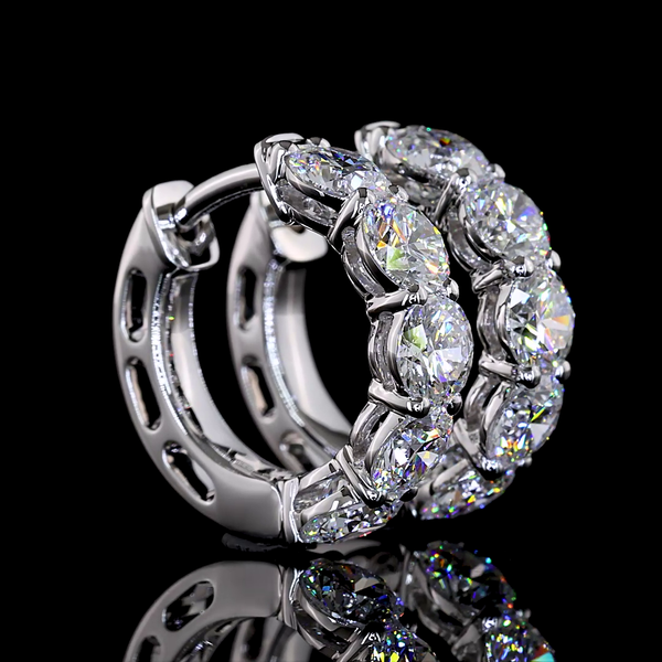 Lab-Grown 1.95 Carat Round E-VS Diamond 14K White Gold Huggies Earrings