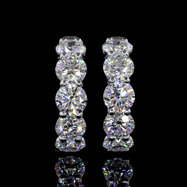 Lab-Grown 1.95 Carat Round E-VS Diamond 14K White Gold Huggies Earrings