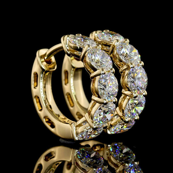 Lab-Grown 1.95 Carat Round E-VS Diamond 14K Yellow Gold Huggies Earrings