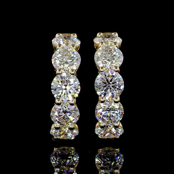Lab-Grown 1.95 Carat Round E-VS Diamond 14K Yellow Gold Huggies Earrings