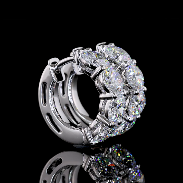 Lab-Grown 3.06 Carat Round E-VS Diamond 14K White Gold Huggies Earrings