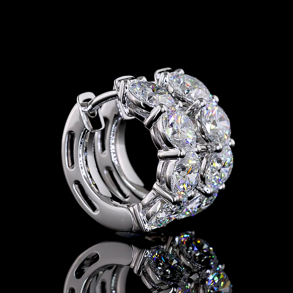 Lab-Grown 2.98 Carat Round F-VS1 Diamond 14K White Gold Huggies Earrings