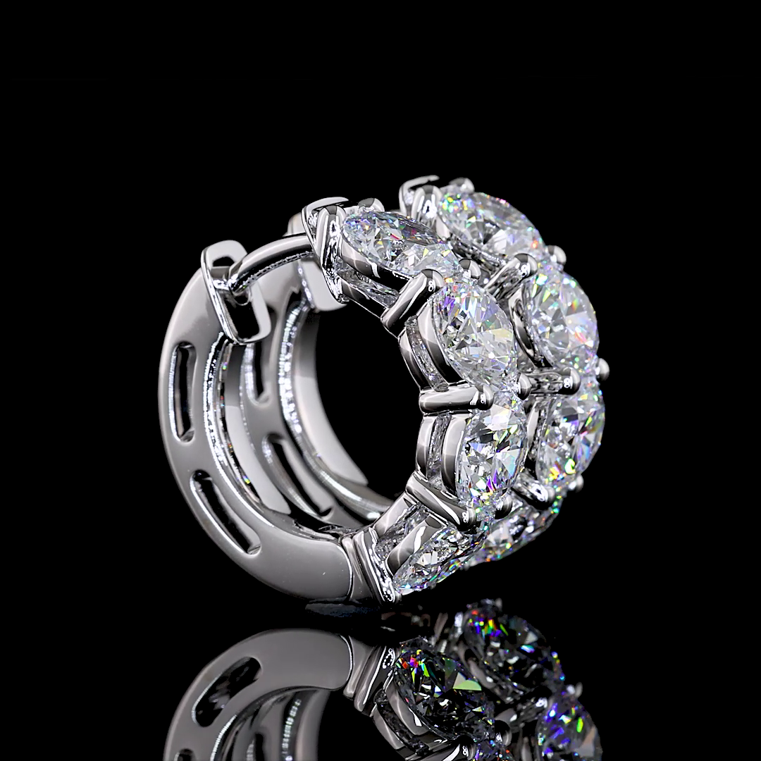 Lab-Grown 3.03 Carat Round E-VS Diamond 14K White Gold Huggies Earrings