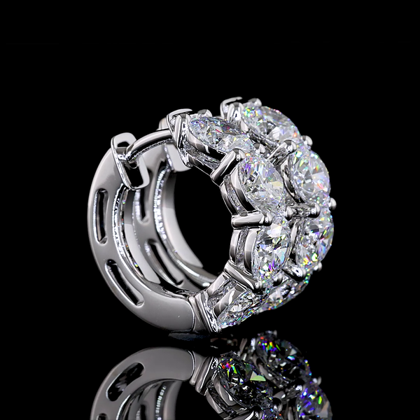 Lab-Grown 3.03 Carat Round E-VS Diamond 14K White Gold Huggies Earrings