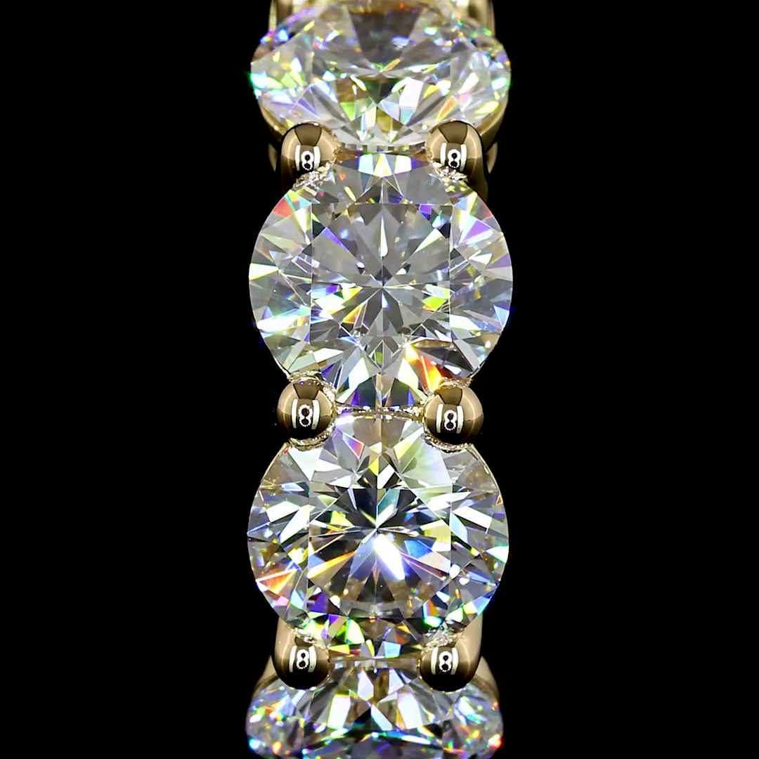 Lab-Grown 3.08 Carat Round E-VS Diamond 14K Yellow Gold Huggies Earrings