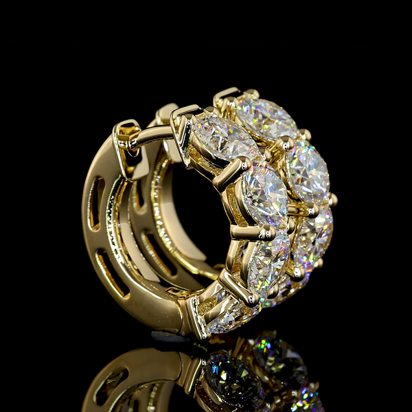 Lab-Grown 3.09 Carat Round E-VS Diamond 14K Yellow Gold Huggies Earrings