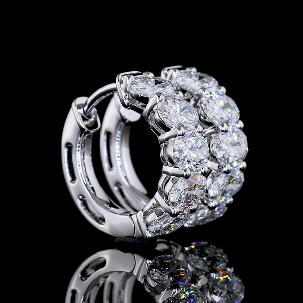 Lab-Grown 2.06 Carat Oval E-VS Diamond 14K White Gold Huggies Earrings