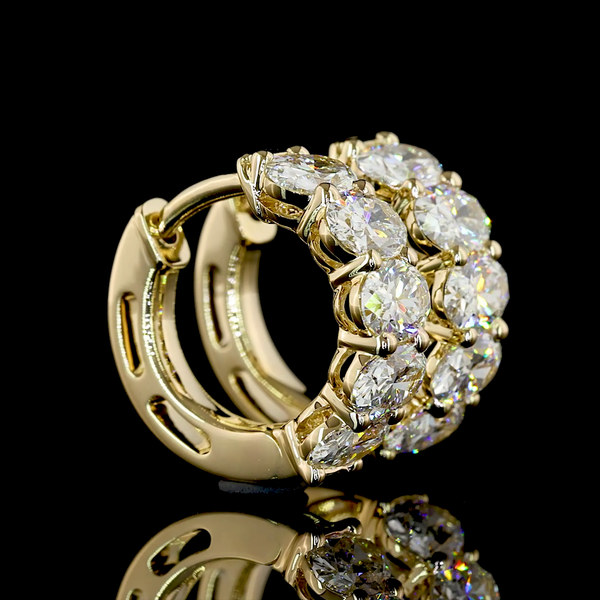 Lab-Grown 2.1 Carat Oval E-VS Diamond 14K Yellow Gold Huggies Earrings