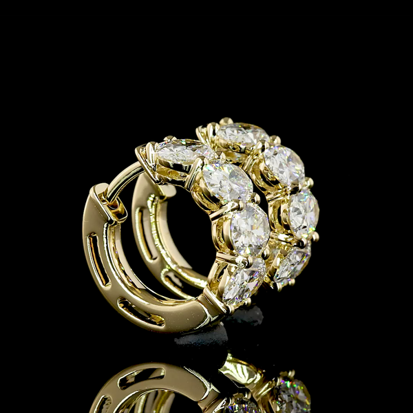 Lab-Grown 3.15 Carat Oval E-VS Diamond 14K Yellow Gold Huggies Earrings