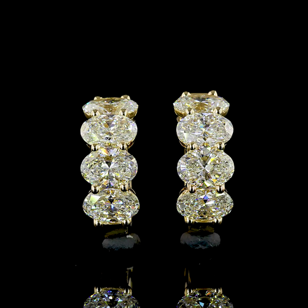 Lab-Grown 3.15 Carat Oval E-VS Diamond 14K Yellow Gold Huggies Earrings