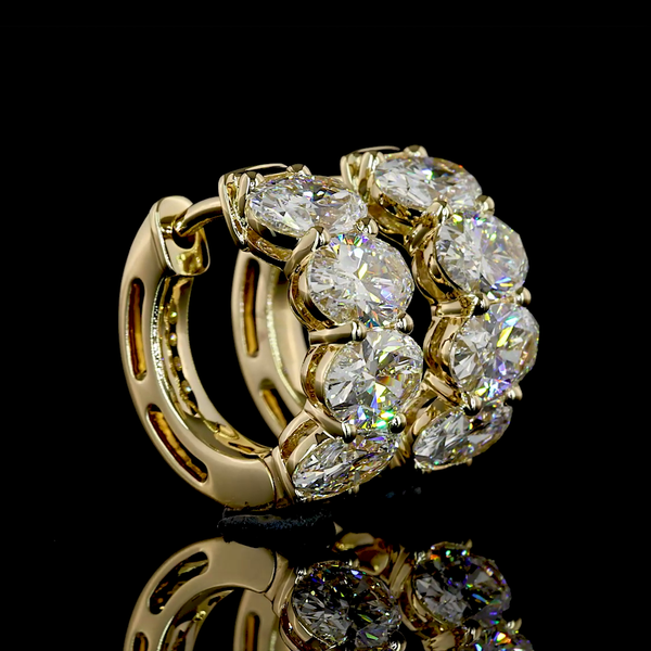 Lab-Grown 3.08 Carat Oval E-VS Diamond 14K Yellow Gold Huggies Earrings