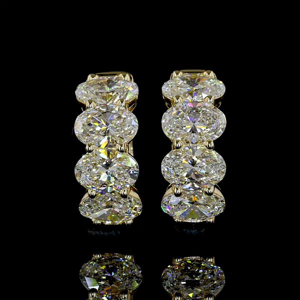 Lab-Grown 3.08 Carat Oval E-VS Diamond 14K Yellow Gold Huggies Earrings