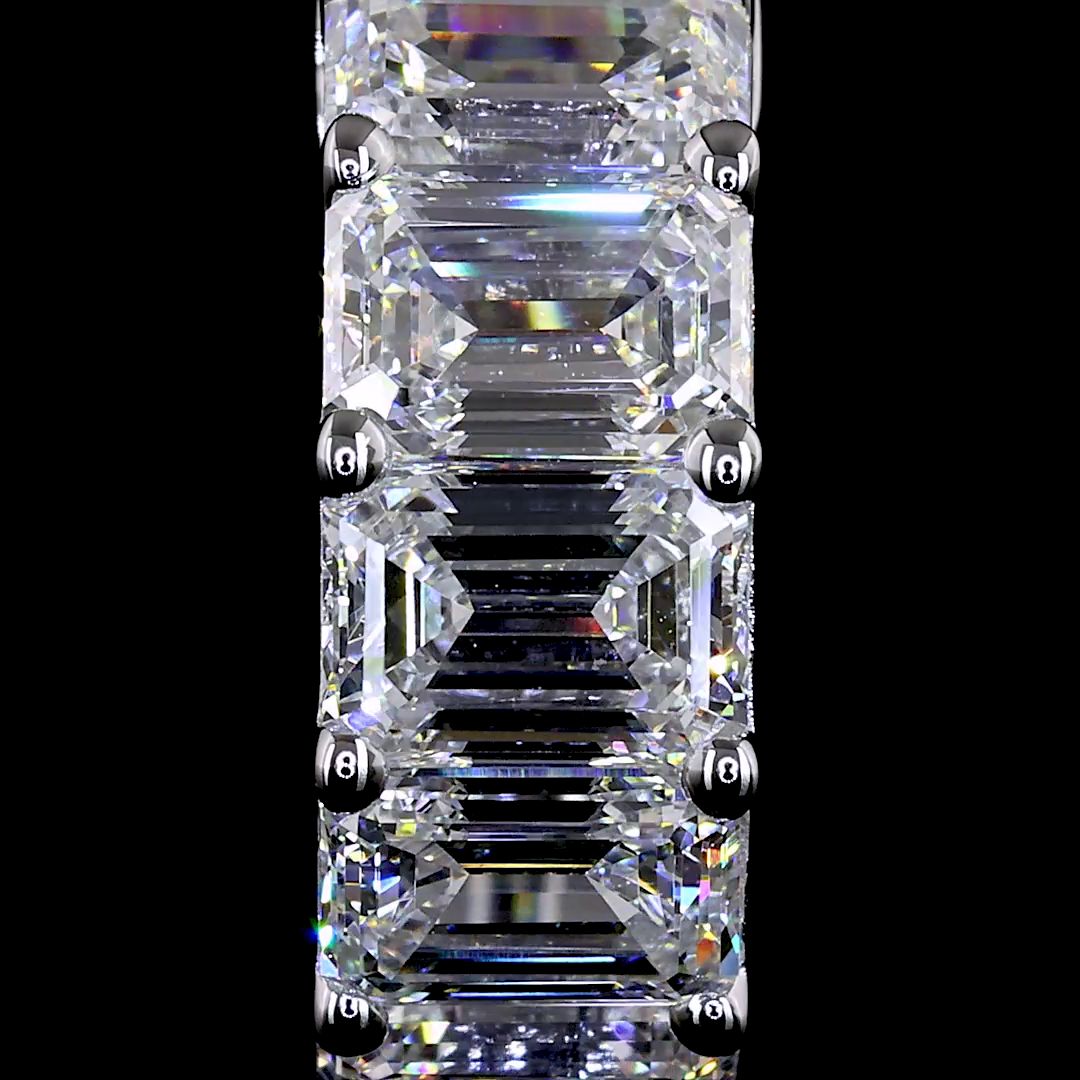 Lab-Grown 3.16 Carat Emerald E-VS Diamond 14K White Gold Huggies Earrings