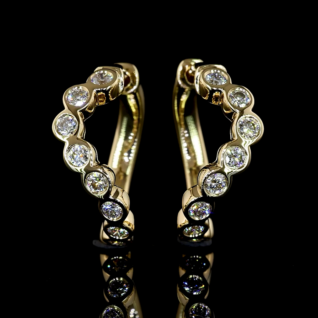 Lab-Grown 0.4 Carat Round E-VS Diamond 14K Yellow Gold Huggies Earrings