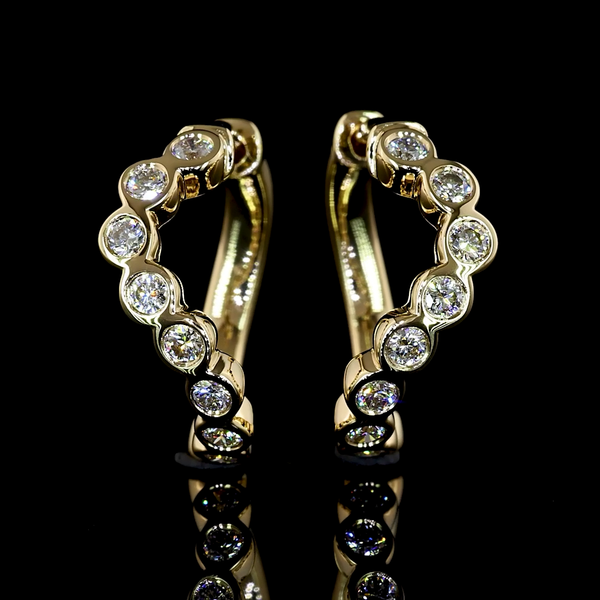 Lab-Grown 0.4 Carat Round E-VS Diamond 14K Yellow Gold Huggies Earrings