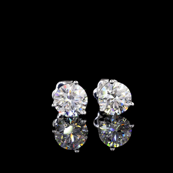 Lab-Grown 2.6 Carat Round D-VS1 Diamond 14K White Gold Martini Earrings