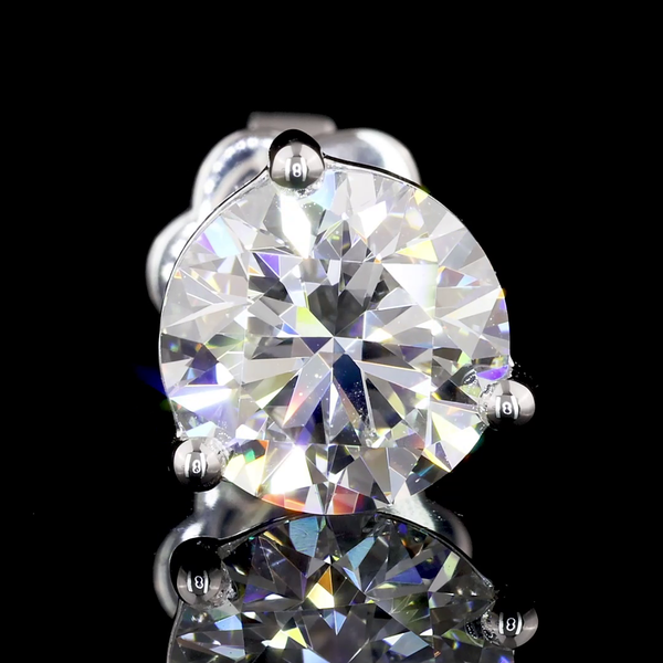 Lab-Grown 2.6 Carat Round D-VS1 Diamond 14K White Gold Martini Earrings