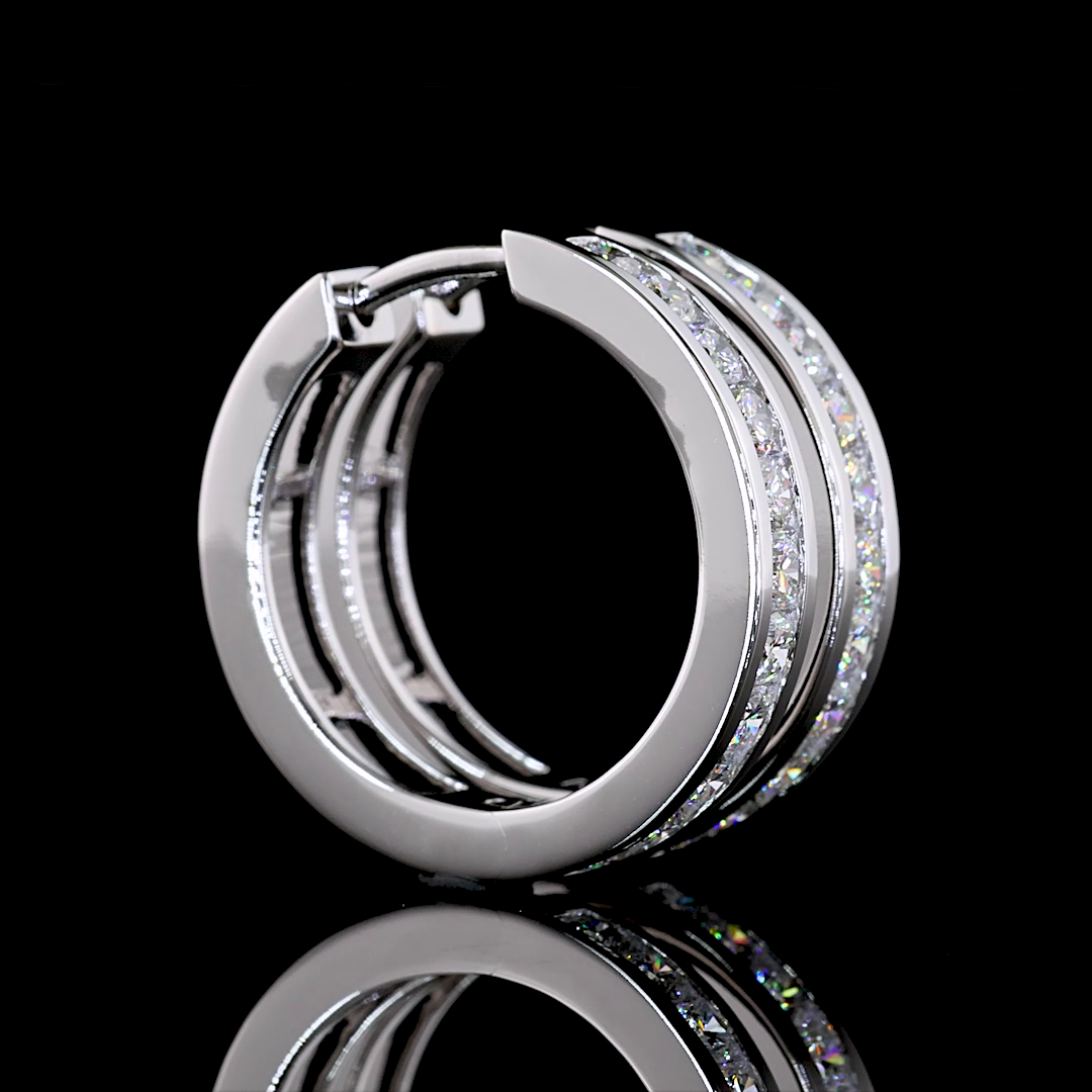 Lab-Grown 1.01 Carat Round F-VS1 Diamond 14K White Gold Huggies Earrings