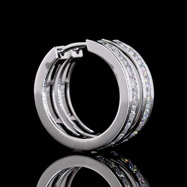 Lab-Grown 1.01 Carat Round F-VS1 Diamond 14K White Gold Huggies Earrings