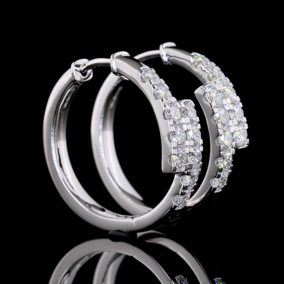 Lab-Grown 1.25 Carat Round F-VS2 Diamond 14K White Gold Huggies Earrings