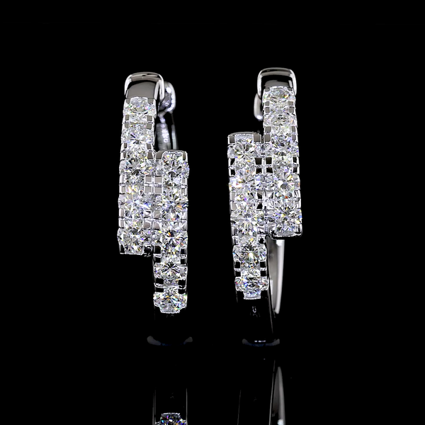 Lab-Grown 1.25 Carat Round F-VS2 Diamond 14K White Gold Huggies Earrings