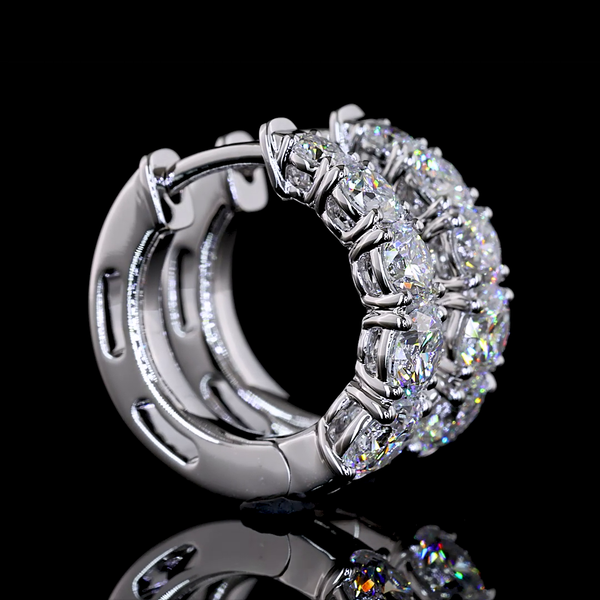 Lab-Grown 1.54 Carat Round E-VS Diamond 14K White Gold Huggies Earrings