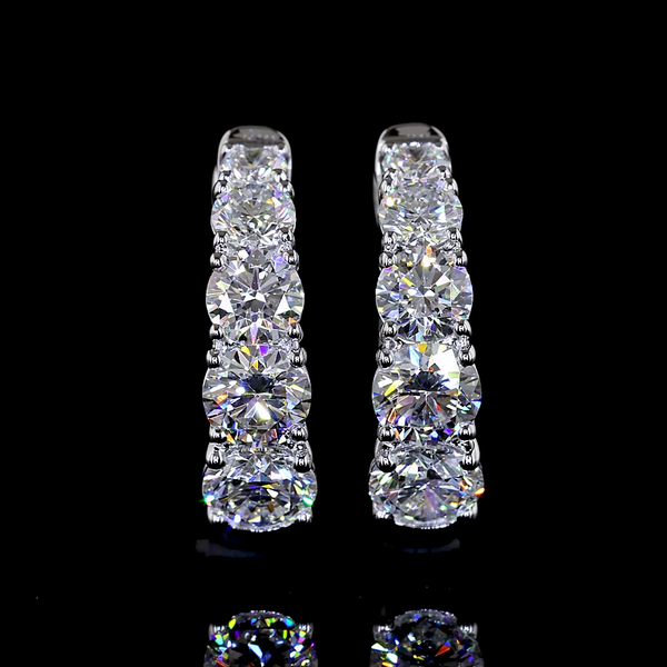Lab-Grown 1.54 Carat Round E-VS Diamond 14K White Gold Huggies Earrings