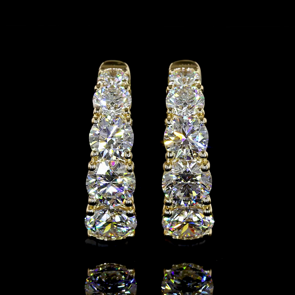 Lab-Grown 1.48 Carat Round E-VS Diamond 14K Yellow Gold Huggies Earrings