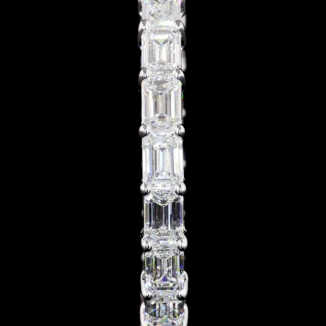Lab-Grown 6.9 Carat Emerald D-VS2 Diamond 14K White Gold Hoops Earrings