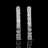 Lab-Grown 7.81 Carat Emerald F-VS1 Diamond 14K White Gold Hoops Earrings